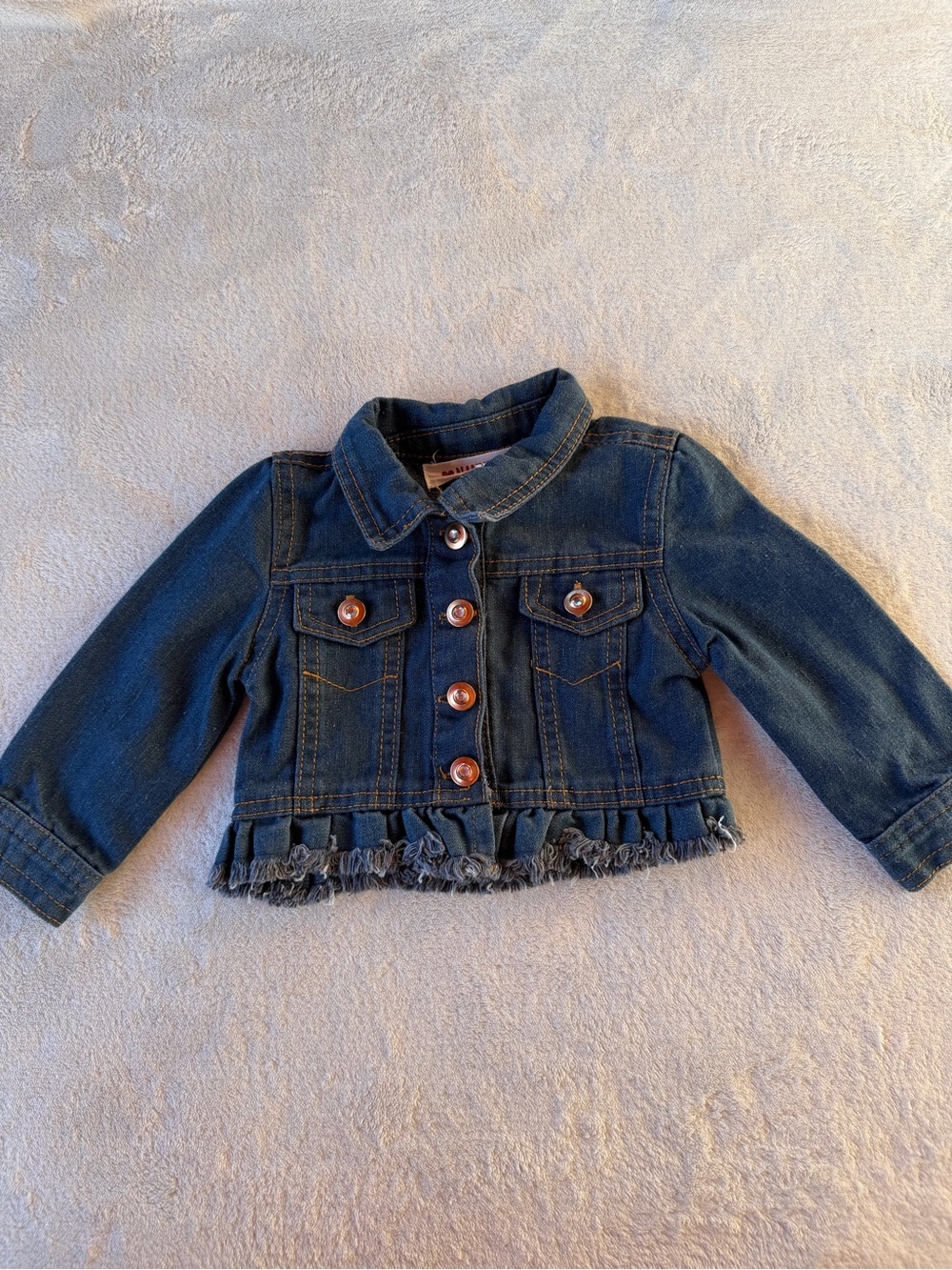 Girls Pink Floral Pleated Dress with Denim Jacket Size 12M - Picture 10 of 13